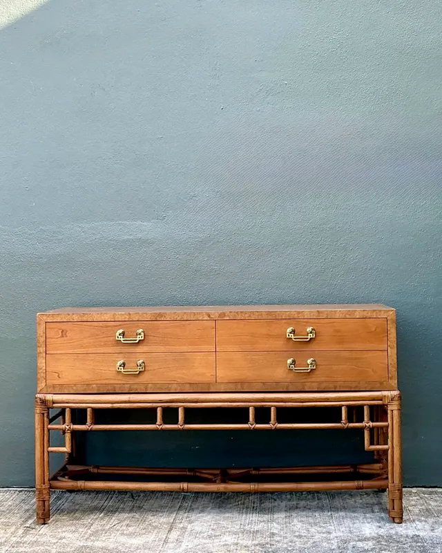 Vintage Ficks Reed Rattan and Wood Sideboard — additional photo 6