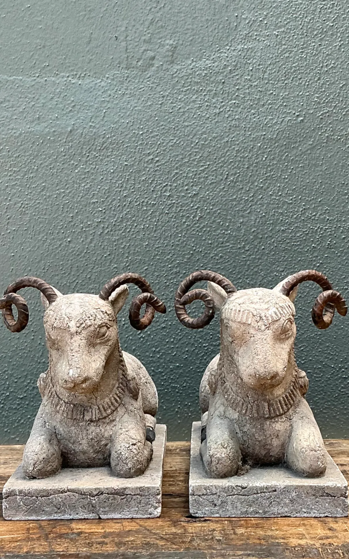 Vintage Plaster and Metal Ram Sculptures - Pair — additional photo 8
