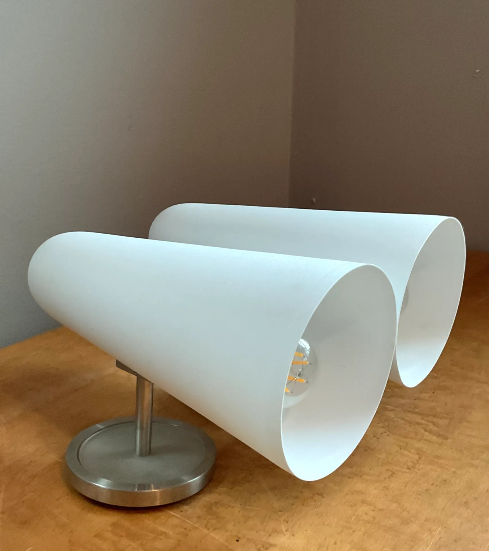 Vintage Frosted Glass Cone Wall Sconces - A Pair — additional photo 2