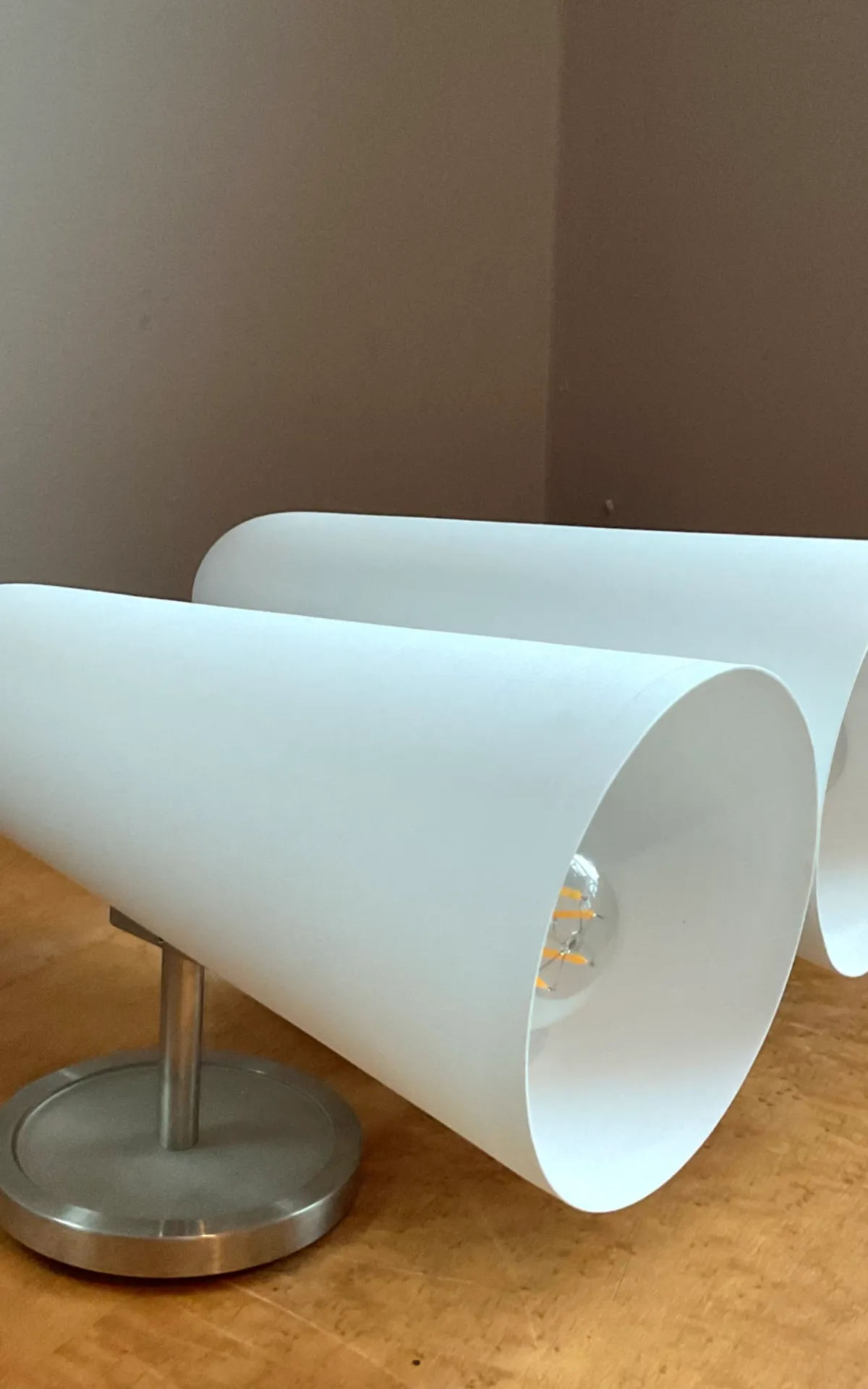 Vintage Frosted Glass Cone Wall Sconces - A Pair — additional photo 2