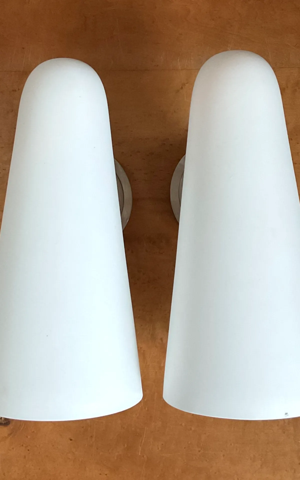 Vintage Frosted Glass Cone Wall Sconces - A Pair — additional photo 5