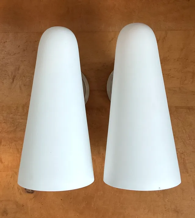 Vintage Frosted Glass Cone Wall Sconces - A Pair — additional photo 5