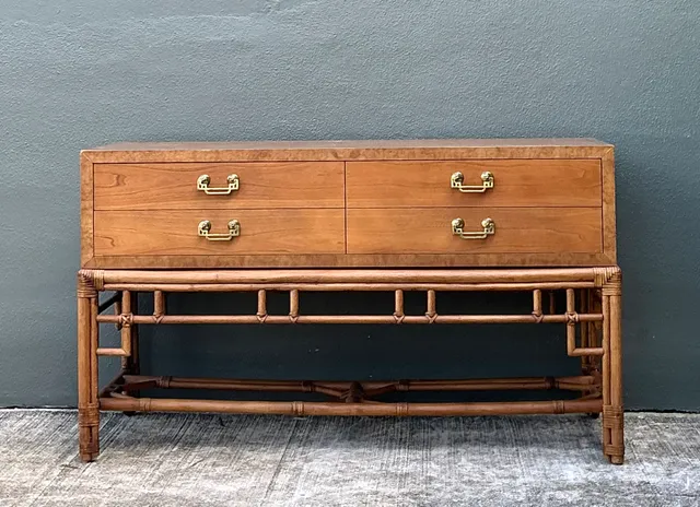 Vintage Ficks Reed Rattan and Wood Sideboard — additional photo 1