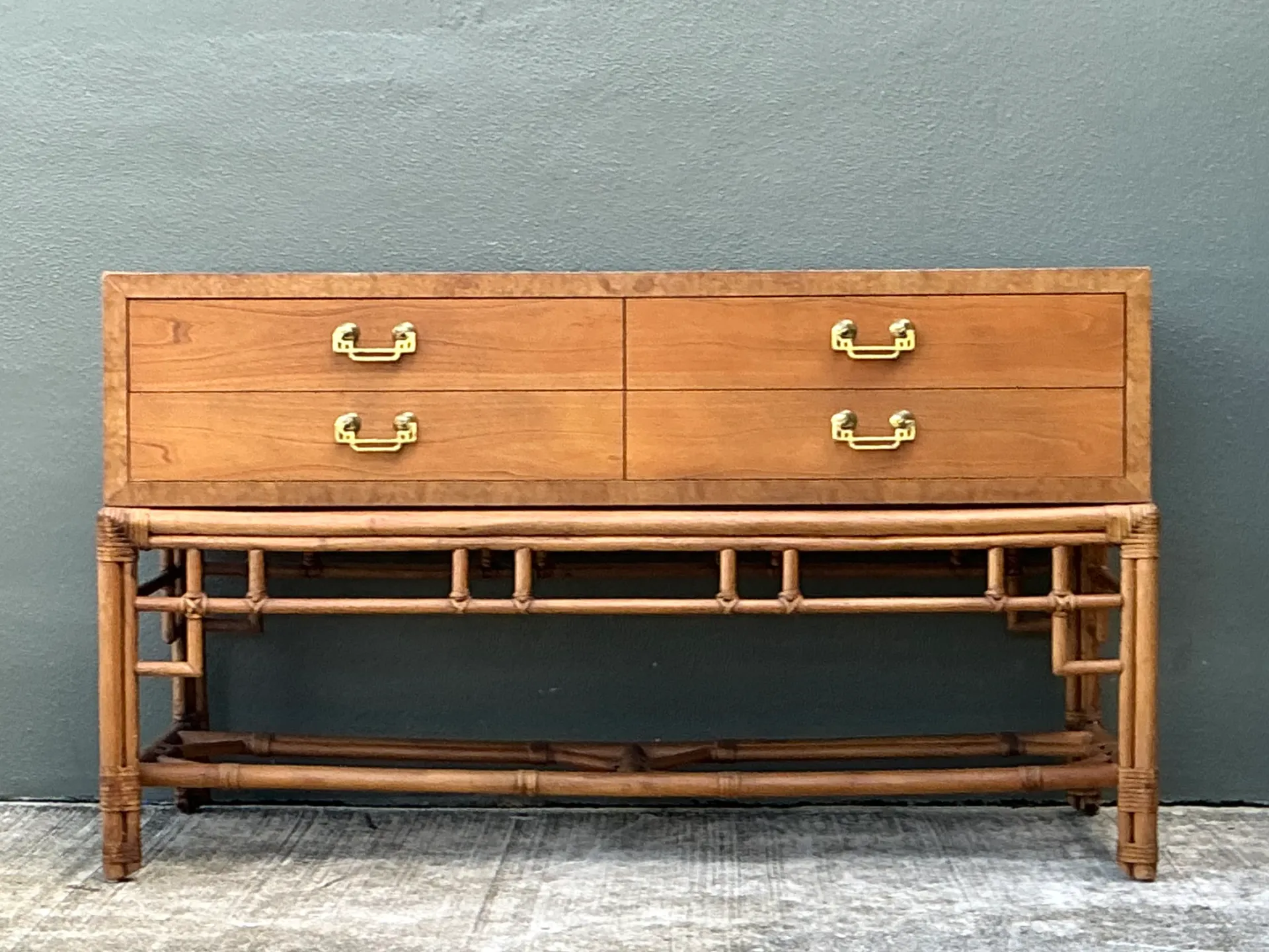 Vintage Ficks Reed Rattan and Wood Sideboard — additional photo 8