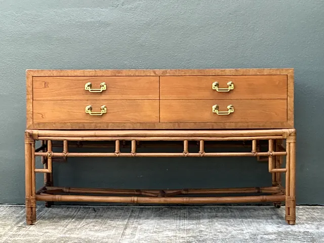 Vintage Ficks Reed Rattan and Wood Sideboard — additional photo 8