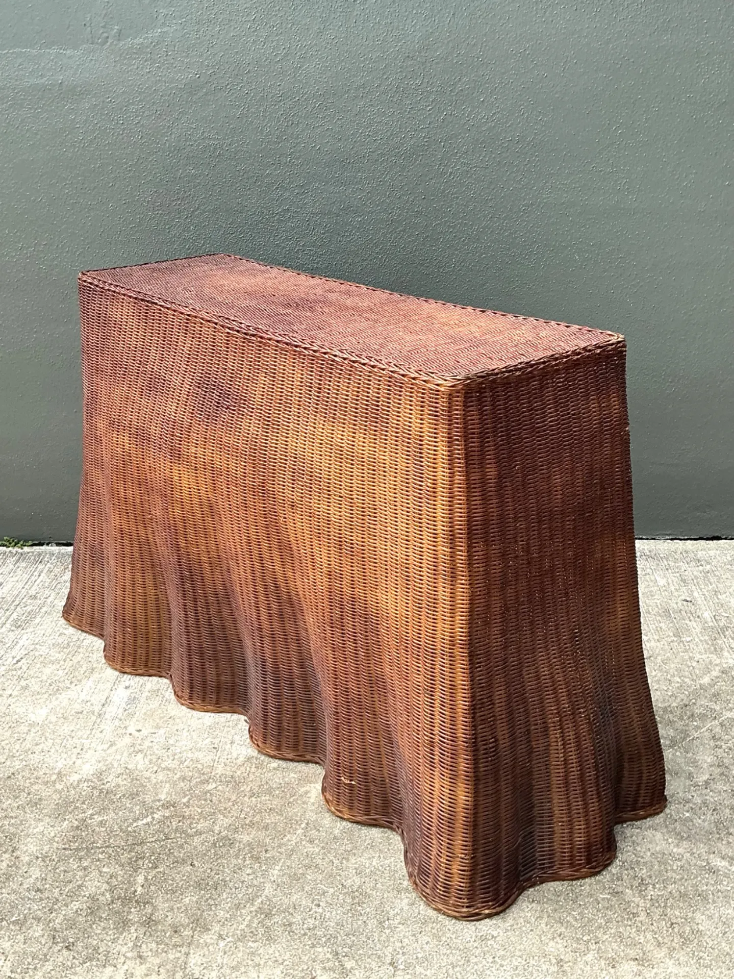 Vintage Woven Rattan Ghost Console Table — additional photo 2