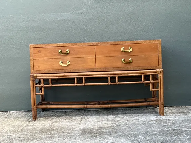 Vintage Ficks Reed Rattan and Wood Sideboard — additional photo 5
