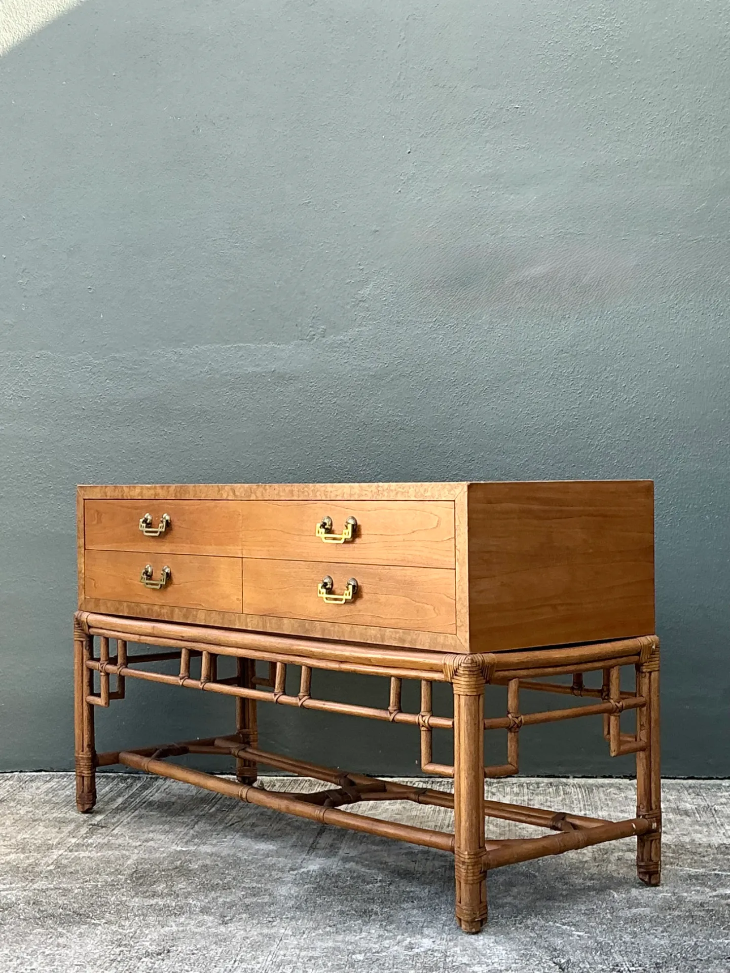 Vintage Ficks Reed Rattan and Wood Sideboard — additional photo 7