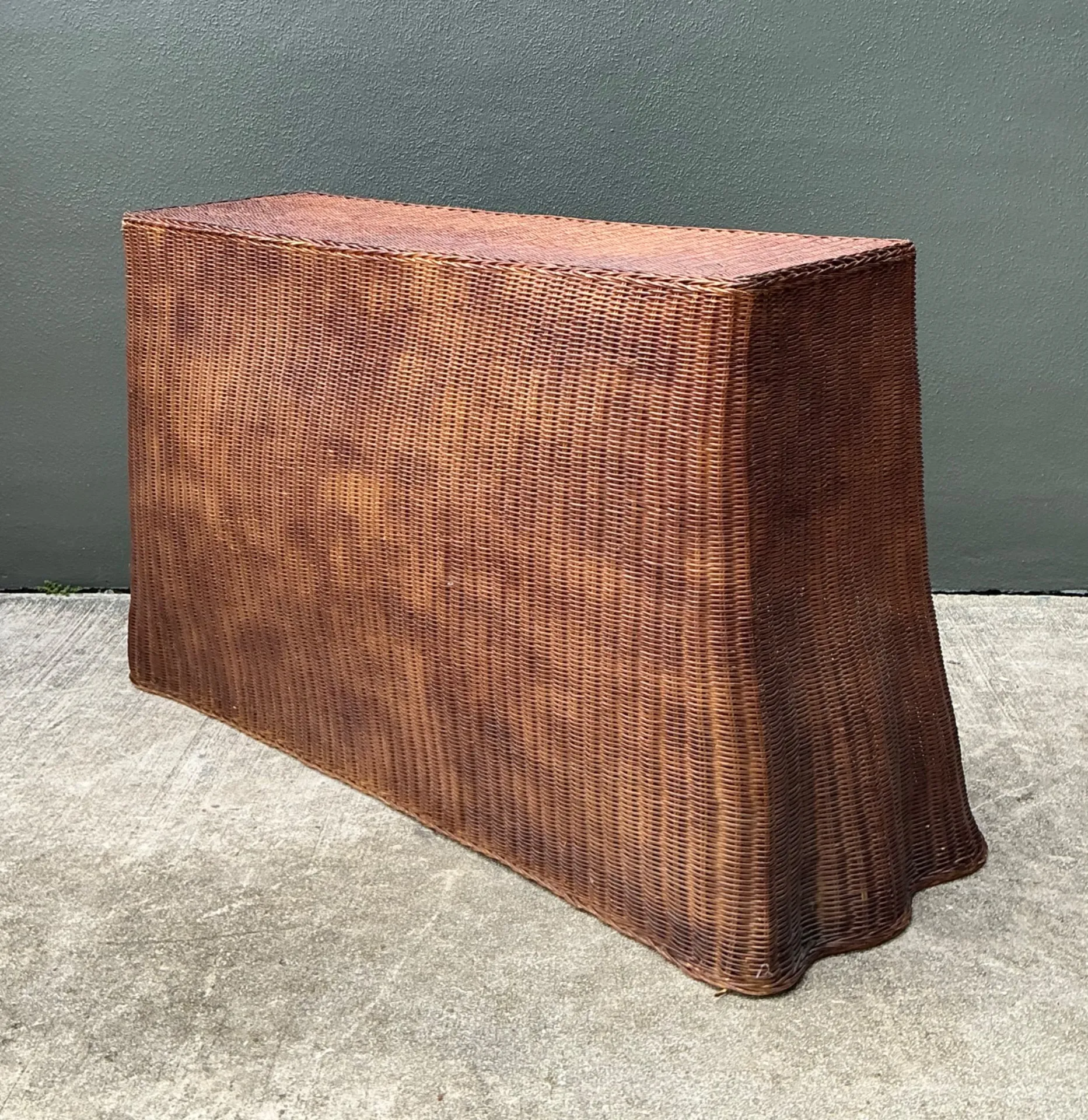 Vintage Woven Rattan Ghost Console Table — additional photo 1