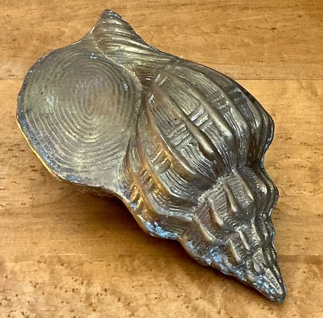 Vintage Patinated Brass Conch Shell — additional photo 1