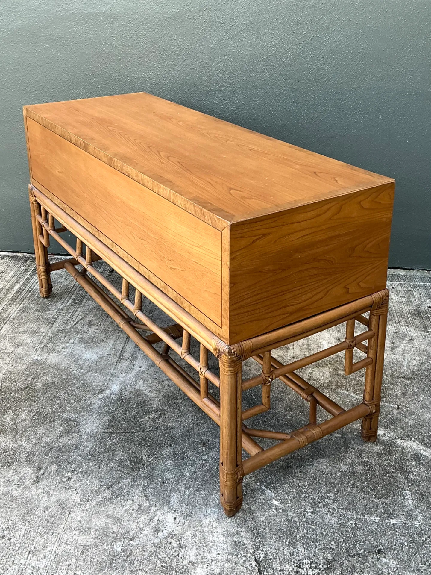 Vintage Ficks Reed Rattan and Wood Sideboard — additional photo 2