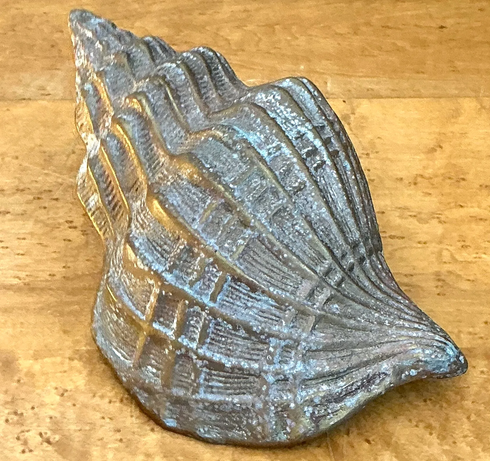 Vintage Patinated Brass Conch Shell — additional photo 5
