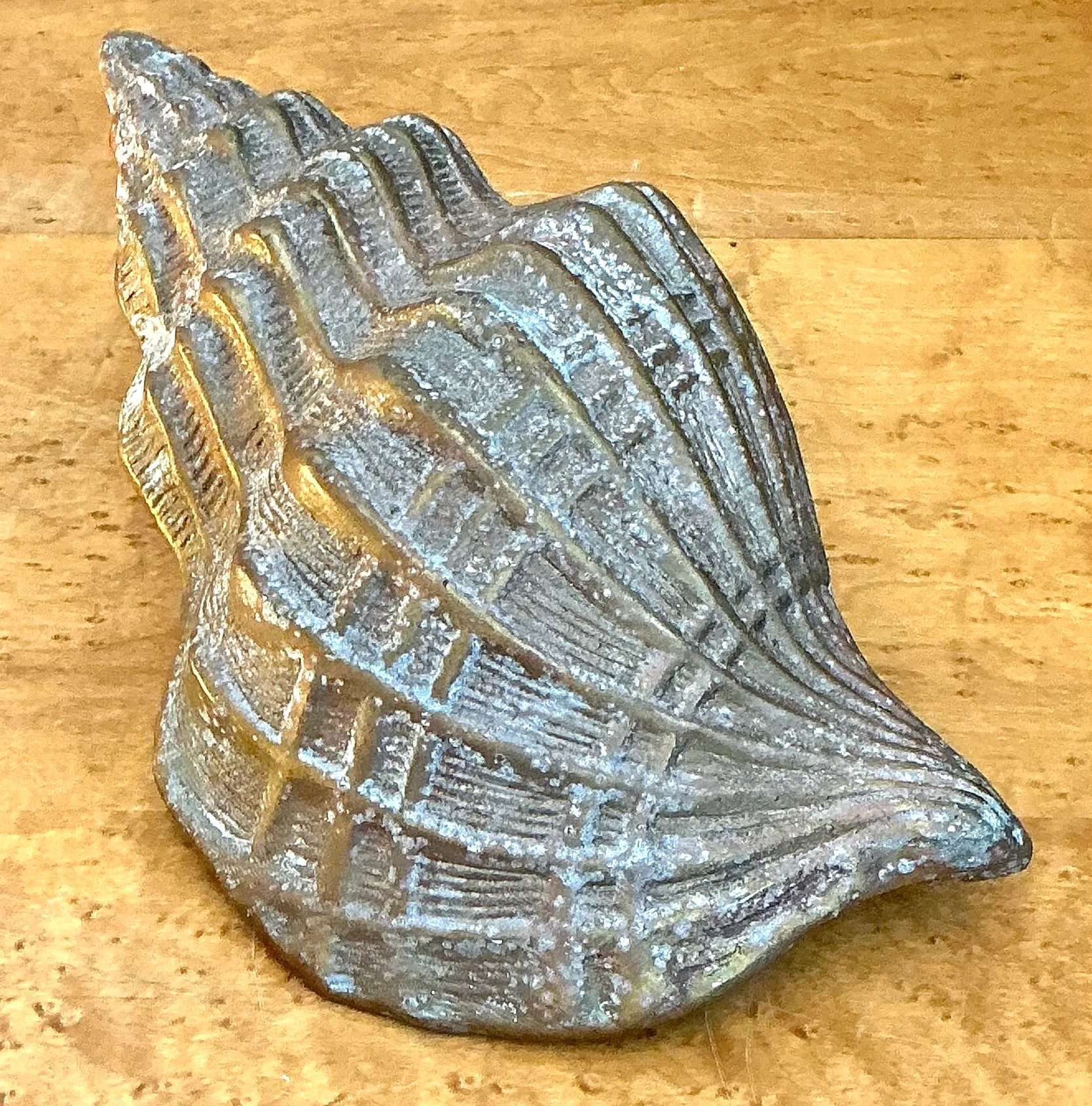 Vintage Patinated Brass Conch Shell — additional photo 7