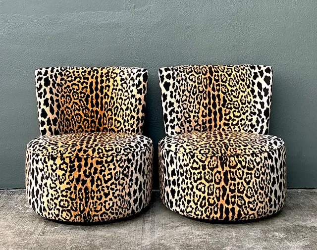 Vintage Leopard Velvet Swivel Chairs — additional photo 1
