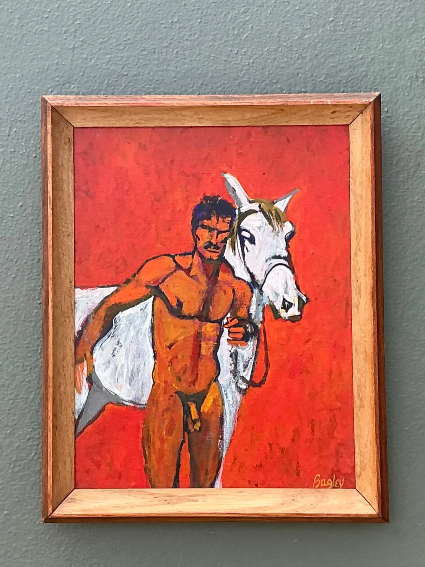 Vintage Original Painting Of Male Nude On Board — additional photo 2