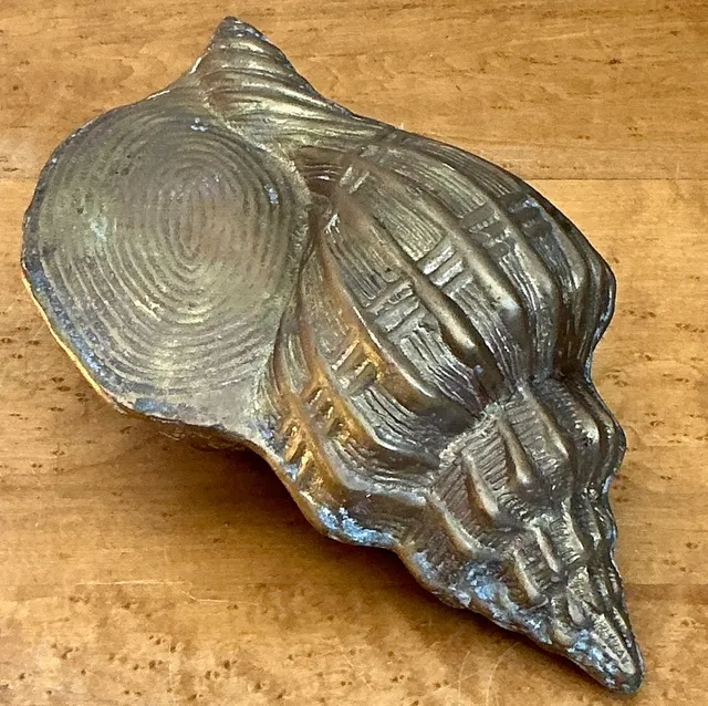 Vintage Patinated Brass Conch Shell — additional photo 4