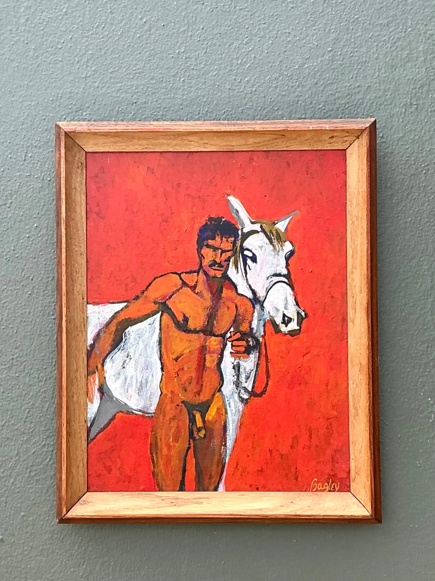 Vintage Original Painting Of Male Nude On Board — additional photo 4
