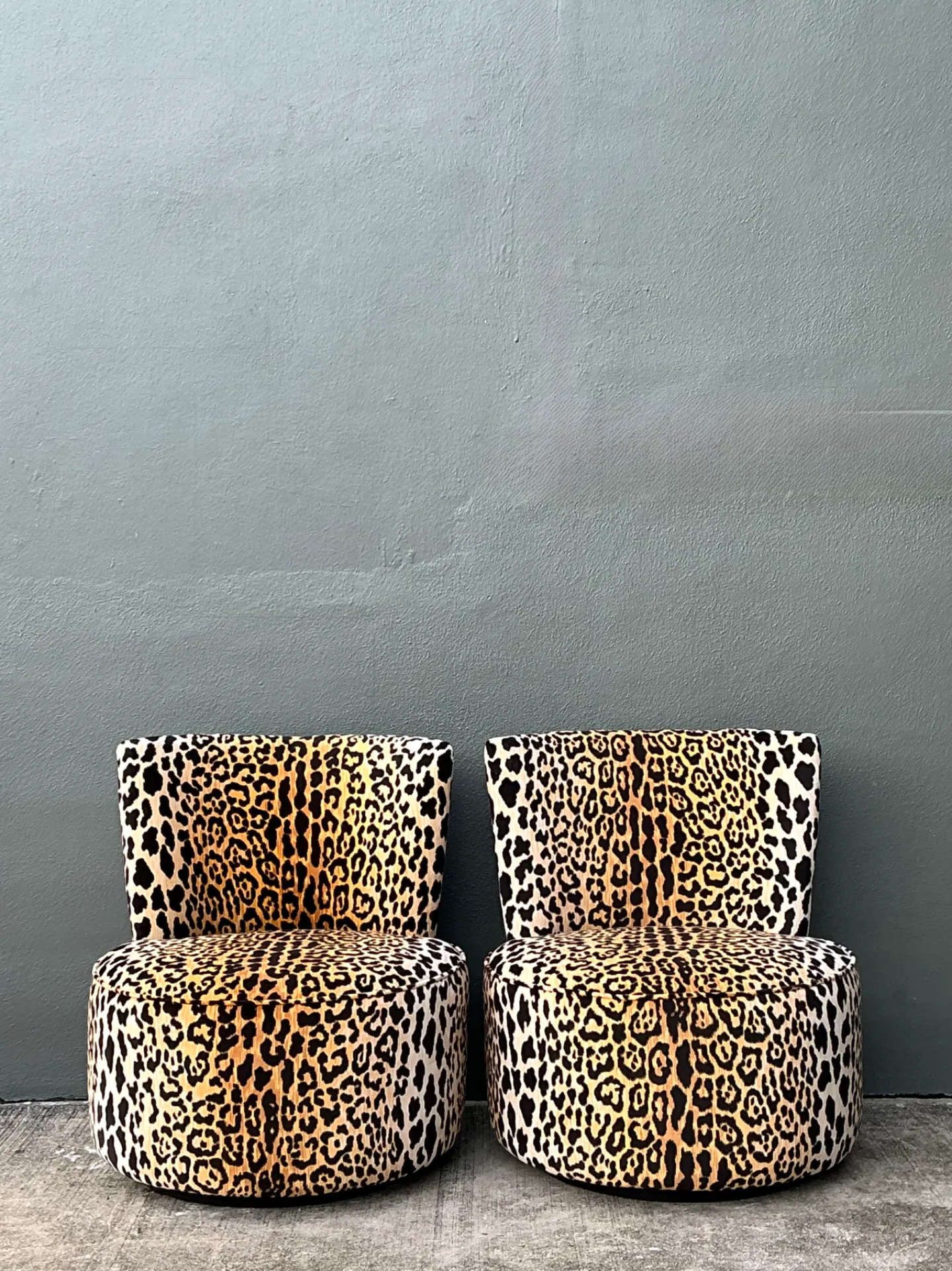 Vintage Leopard Velvet Swivel Chairs — additional photo 3
