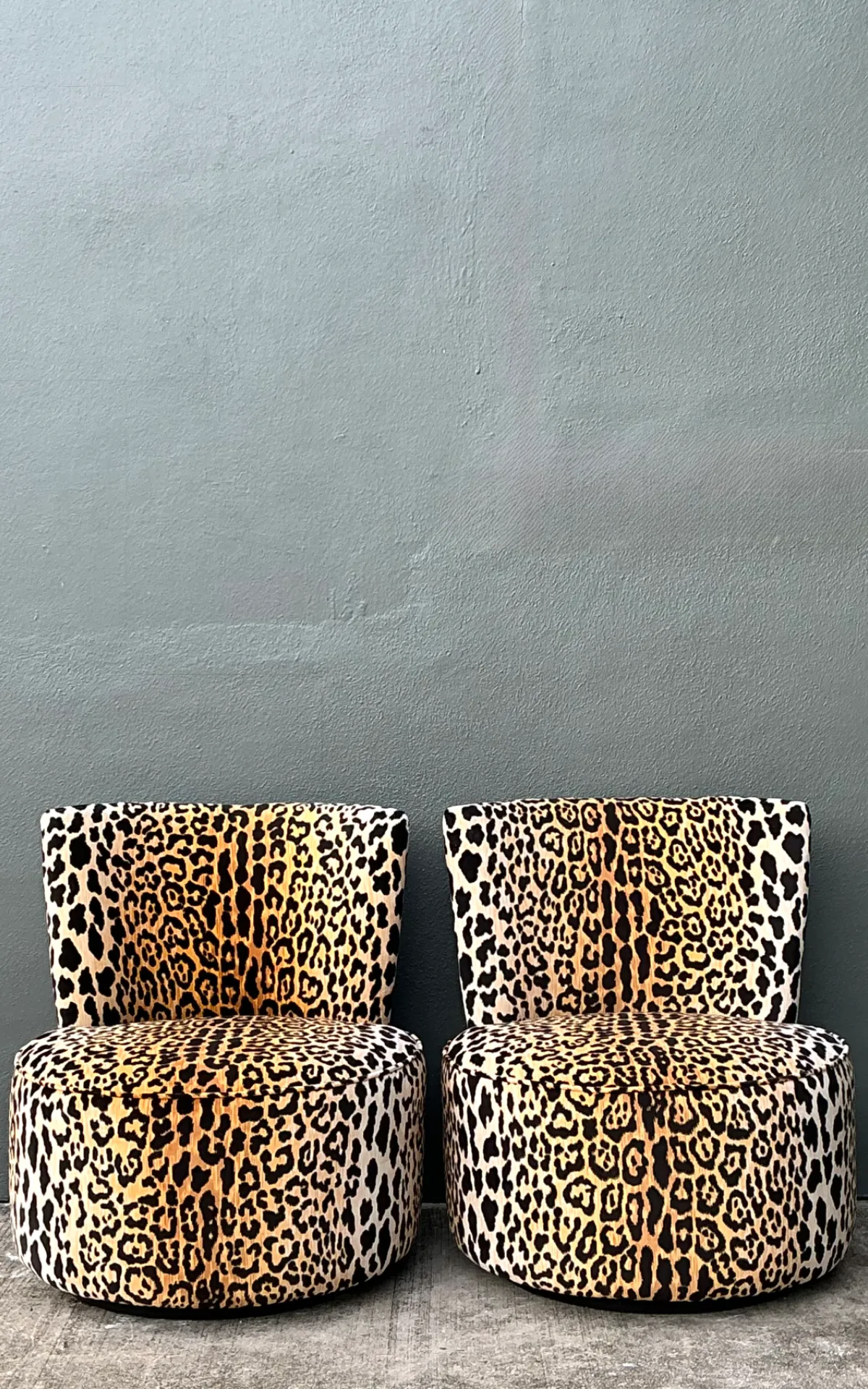 Vintage Leopard Velvet Swivel Chairs — additional photo 3