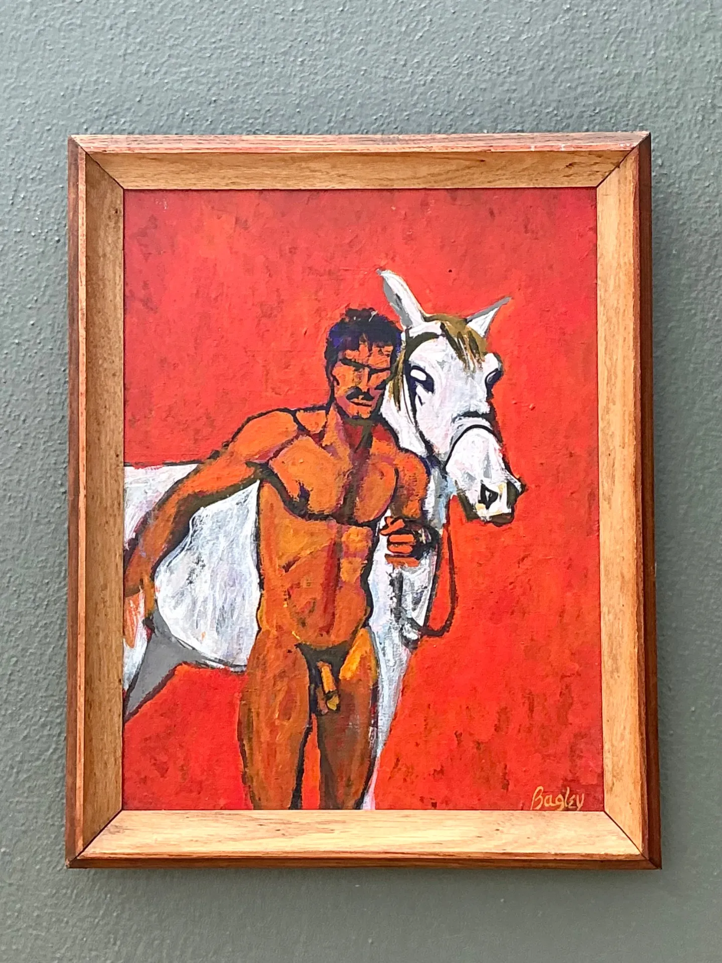 Vintage Original Painting Of Male Nude On Board — additional photo 8