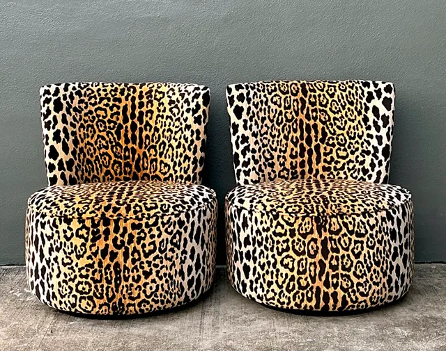 Vintage Leopard Velvet Swivel Chairs — additional photo 5
