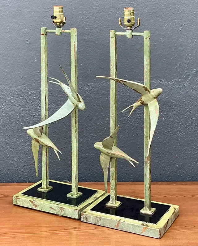 Vintage Sculptural Bird Metal Lamps - Pair — additional photo 5
