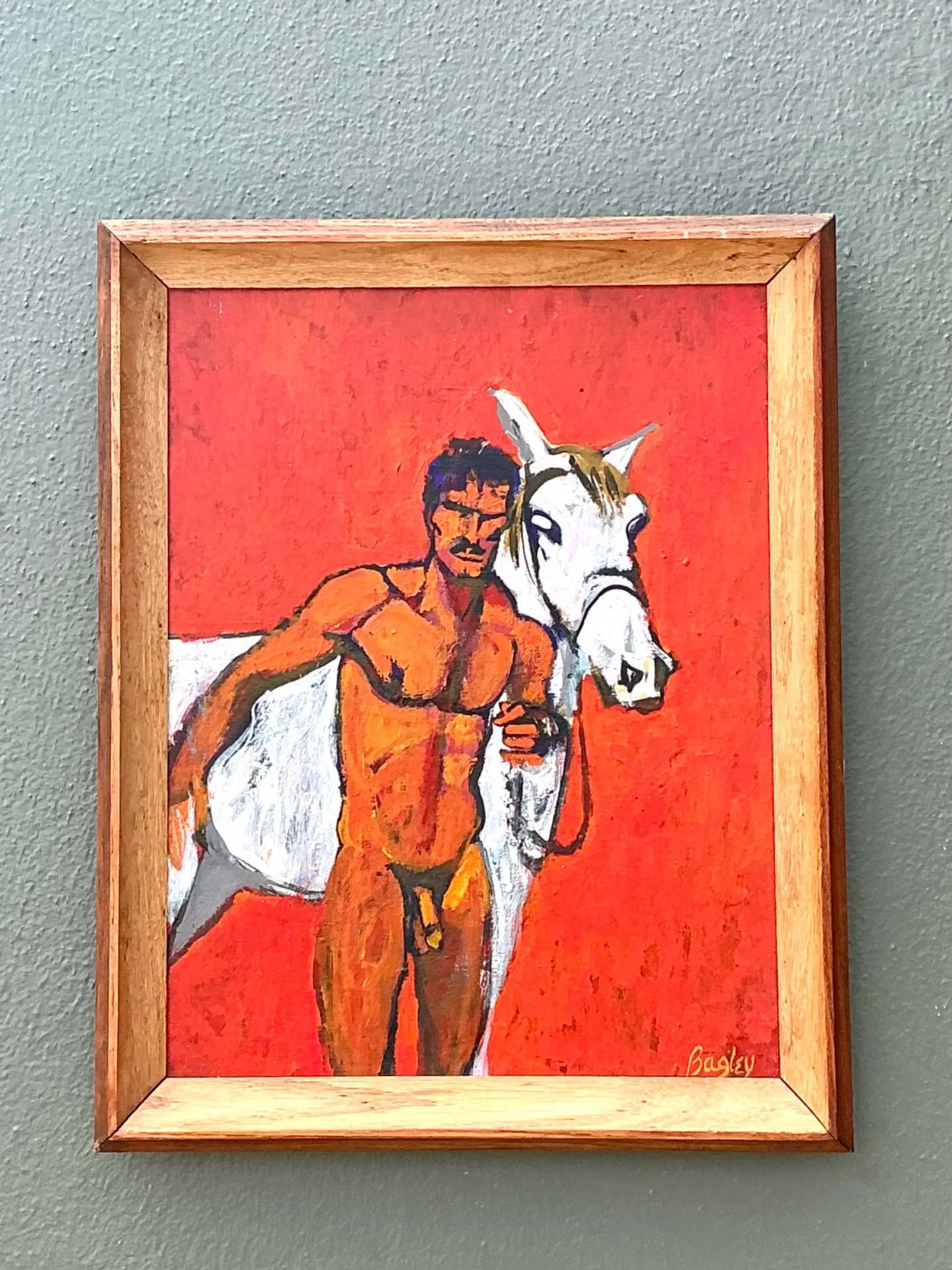 Vintage Original Painting Of Male Nude On Board — additional photo 3