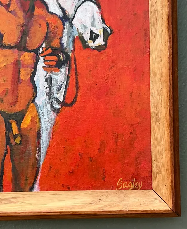 Vintage Original Painting Of Male Nude On Board — additional photo 5