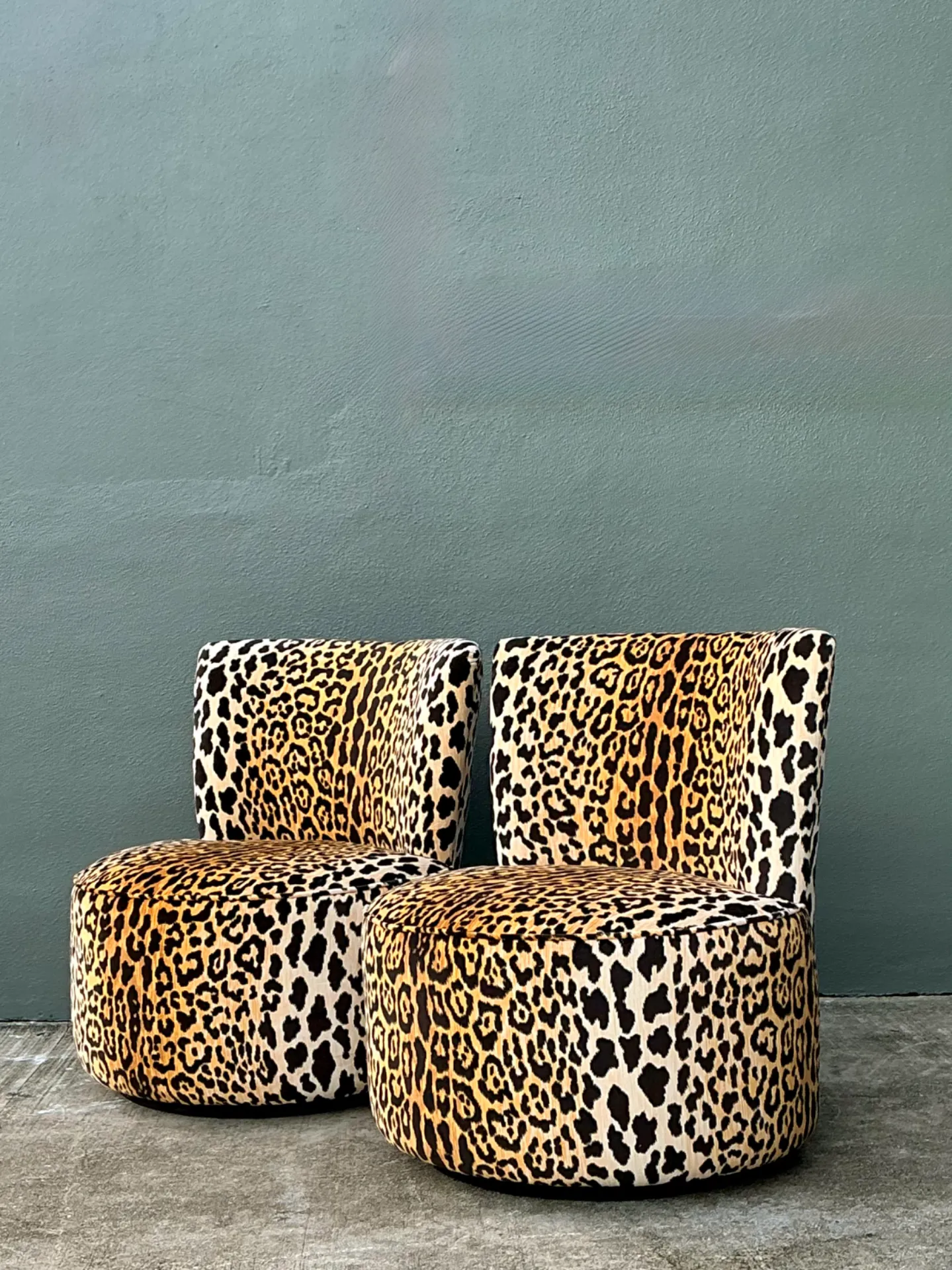 Vintage Leopard Velvet Swivel Chairs — additional photo 8