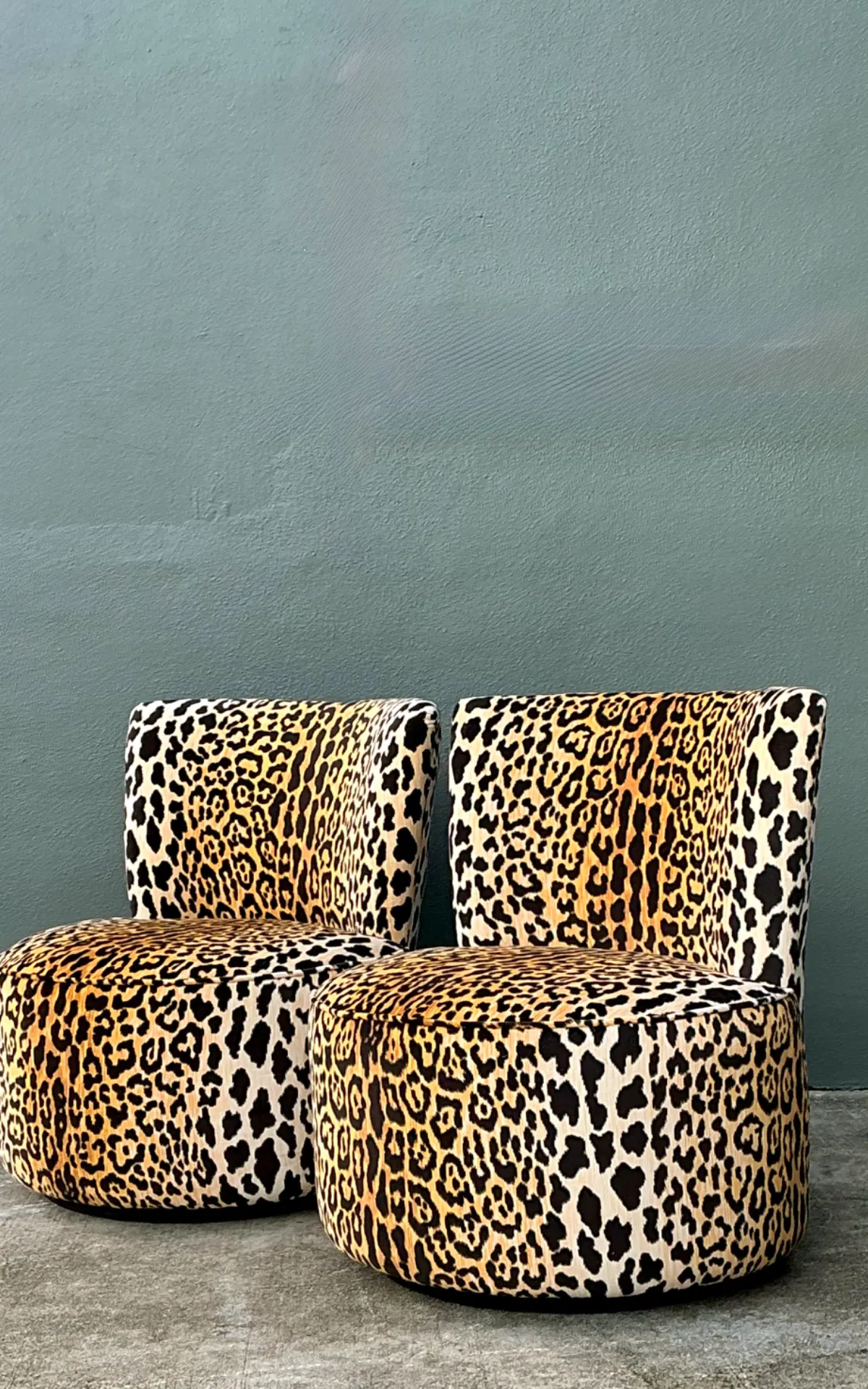 Vintage Leopard Velvet Swivel Chairs — additional photo 8