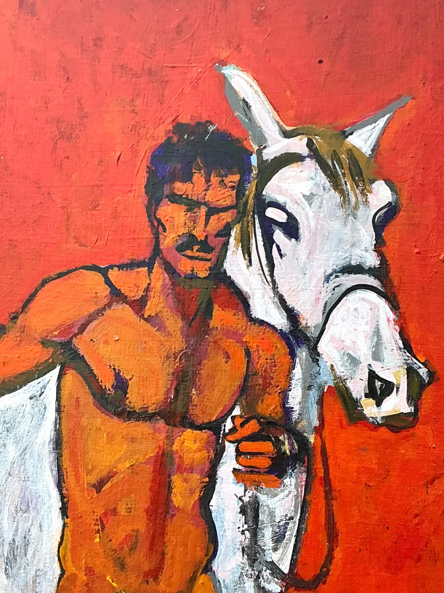 Vintage Original Painting Of Male Nude On Board — additional photo 7