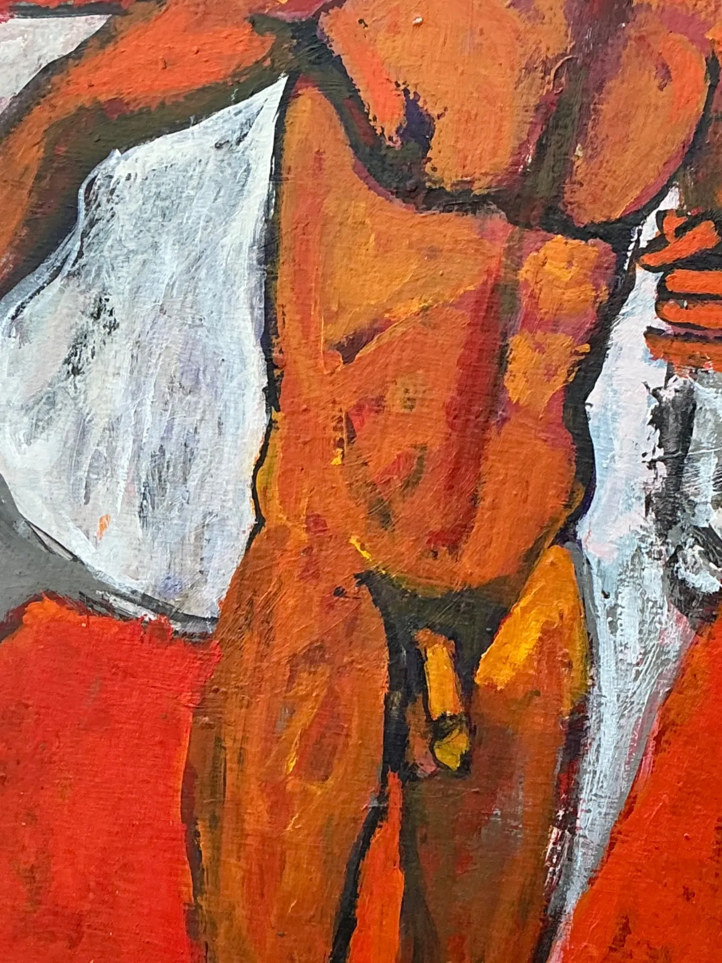 Vintage Original Painting Of Male Nude On Board — additional photo 1