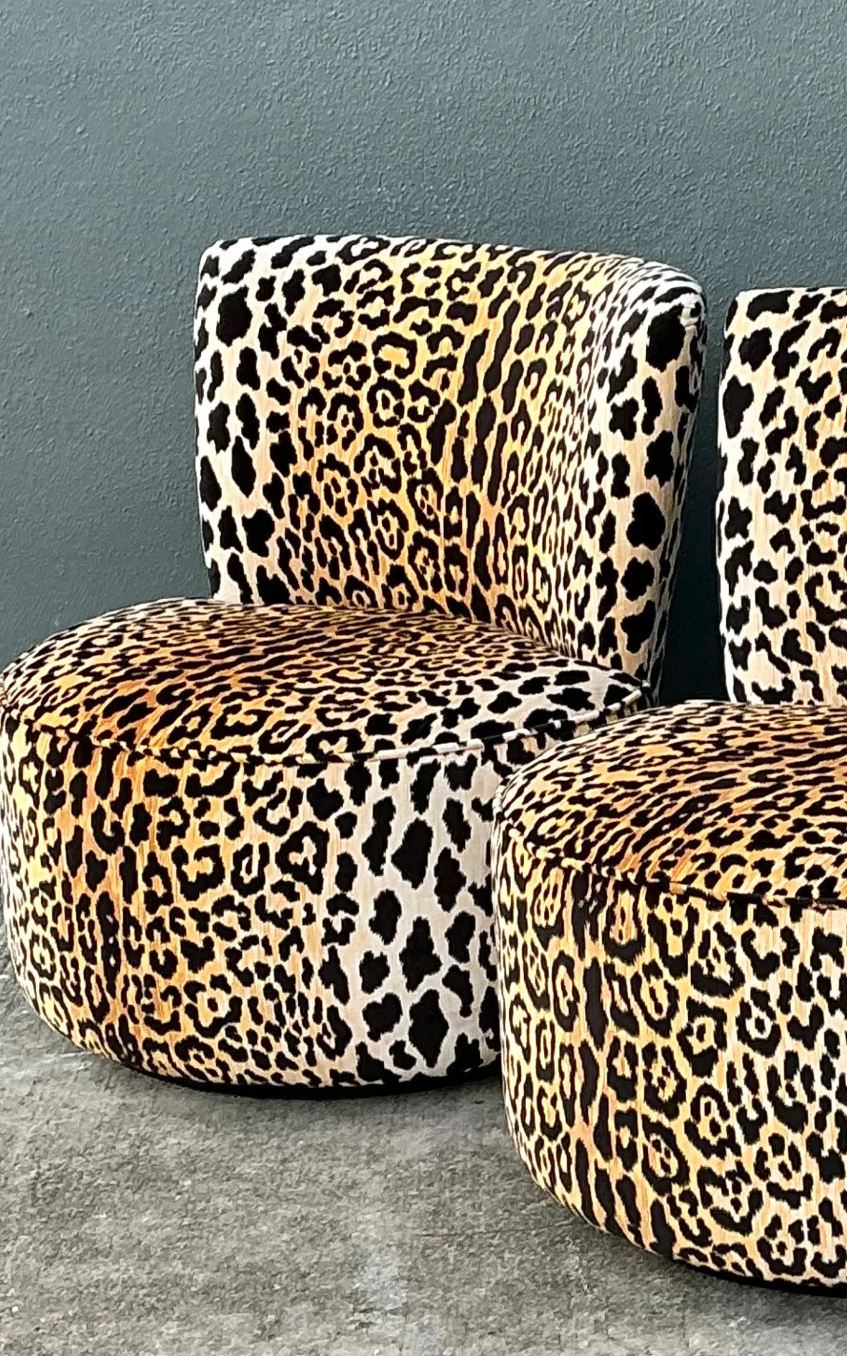 Vintage Leopard Velvet Swivel Chairs — additional photo 2