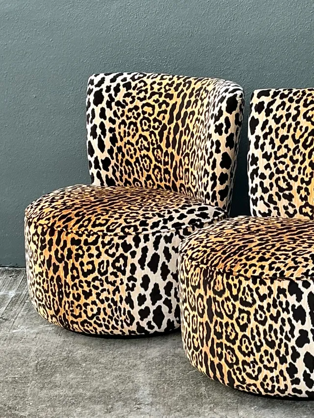 Vintage Leopard Velvet Swivel Chairs — additional photo 2