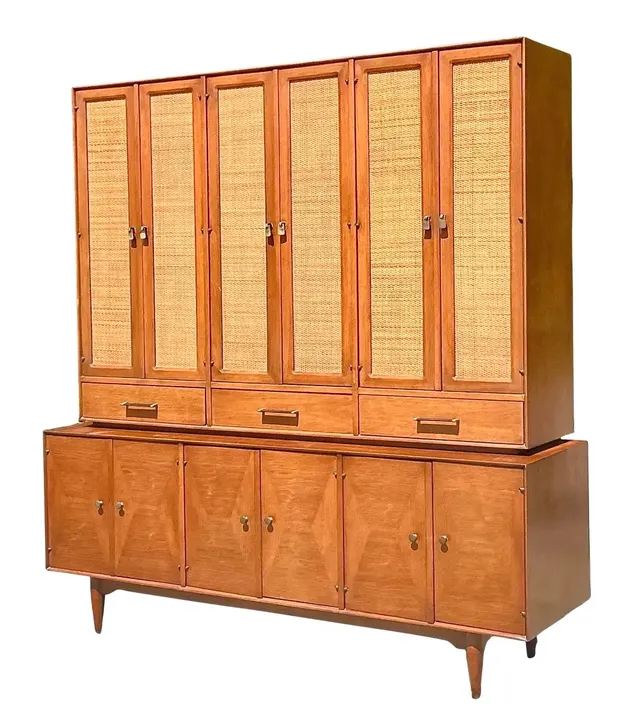 Vintage MCM Ramseur Seagrass China Cabinet — additional photo 1