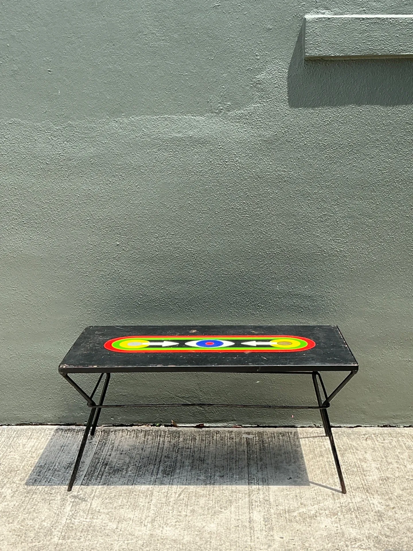 Vintage Geometric Painted Wood Table — additional photo 4