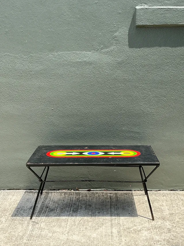 Vintage Geometric Painted Wood Table — additional photo 4