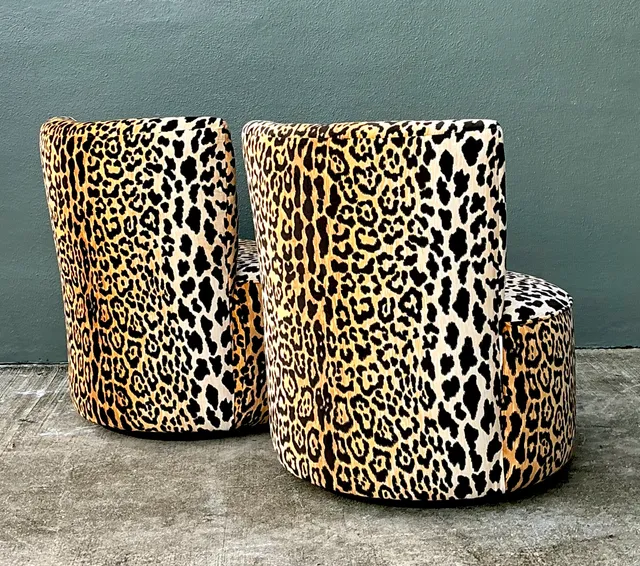 Vintage Leopard Velvet Swivel Chairs — additional photo 4