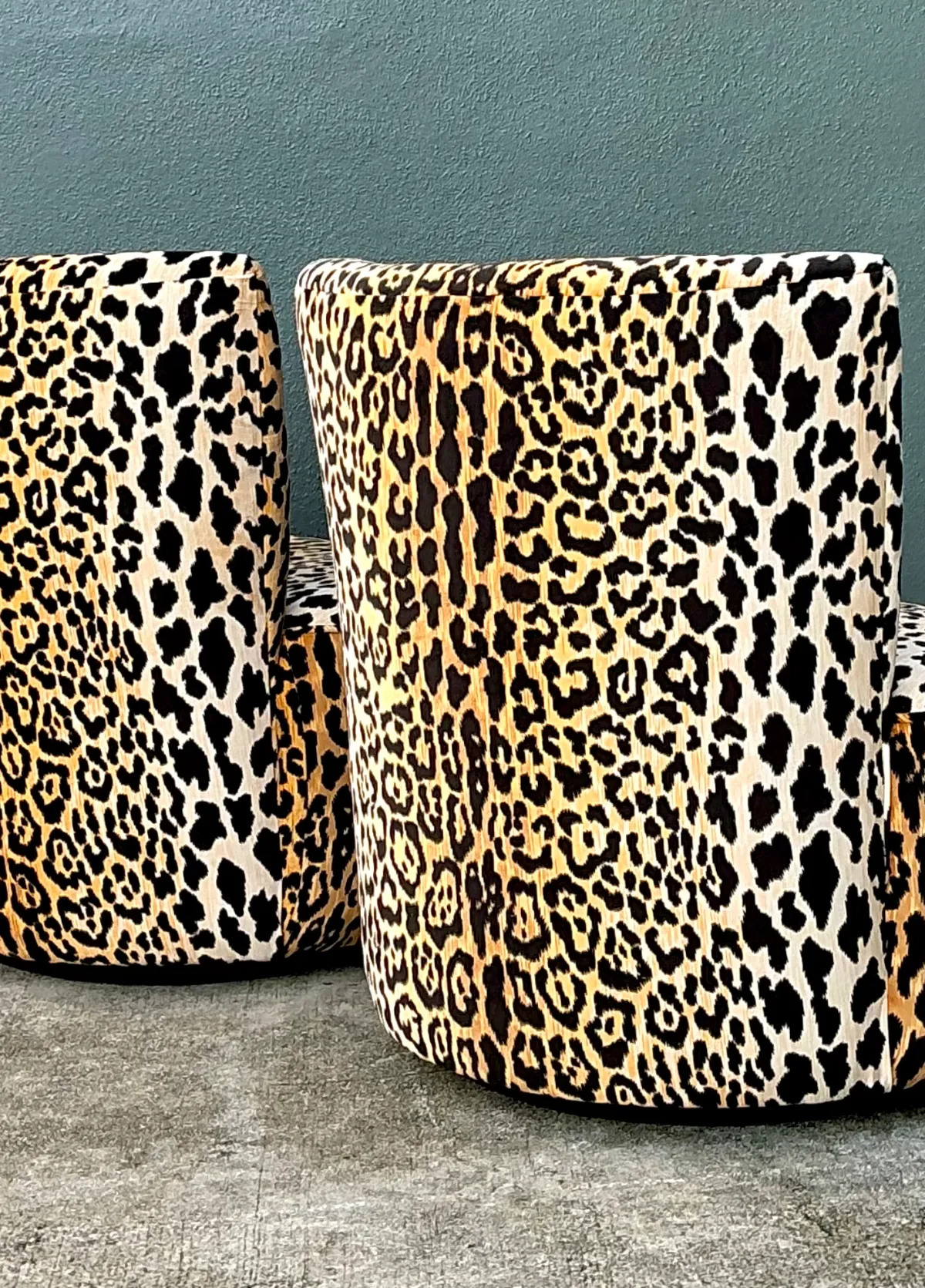 Vintage Leopard Velvet Swivel Chairs — additional photo 6