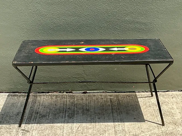 Vintage Geometric Painted Wood Table — additional photo 7