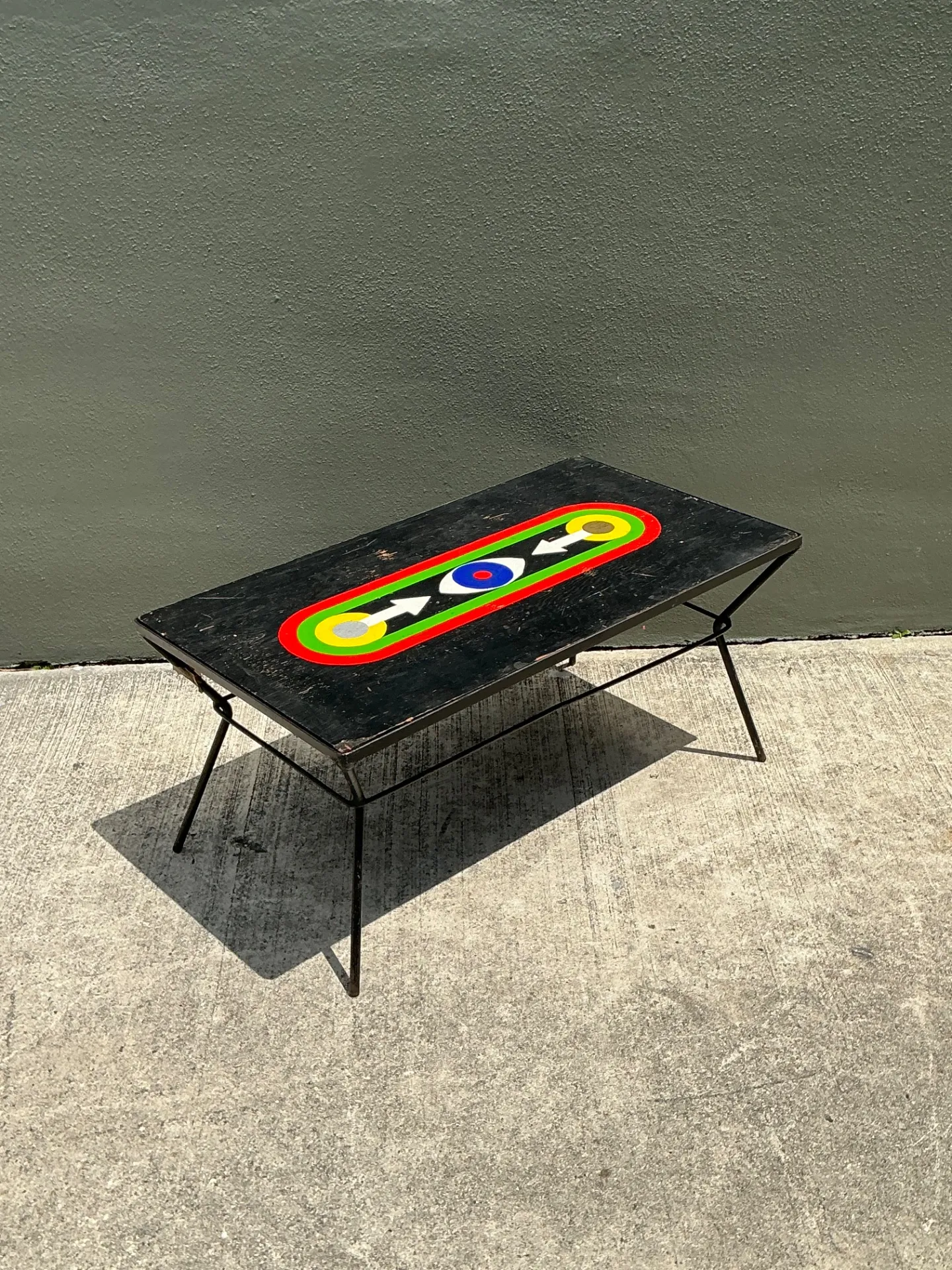 Vintage Geometric Painted Wood Table — additional photo 1