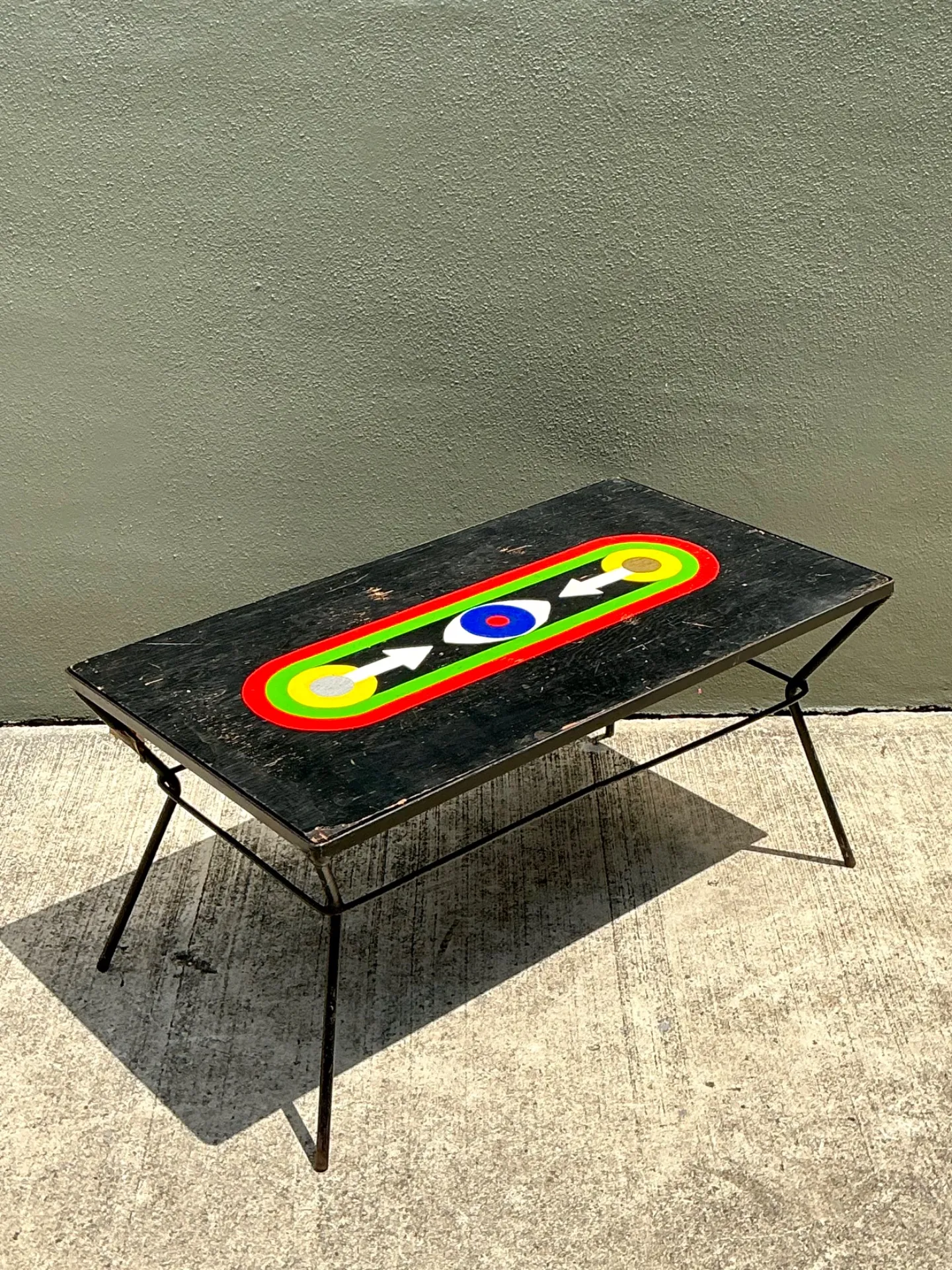 Vintage Geometric Painted Wood Table — additional photo 6