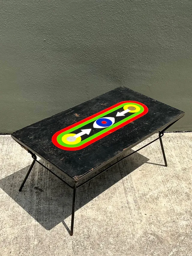 Vintage Geometric Painted Wood Table — additional photo 8