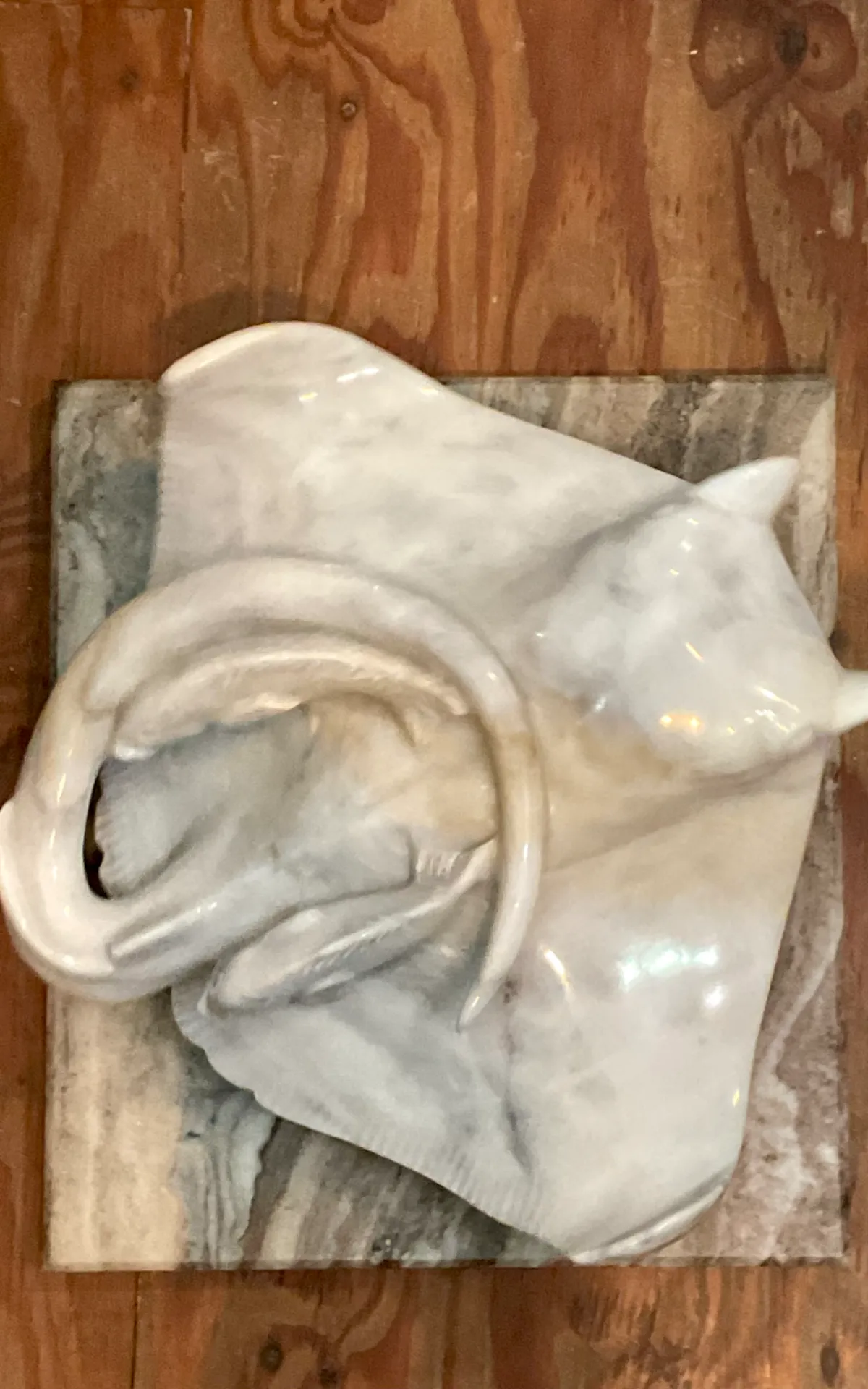 Vintage Carrera Marble Stingray Sculpture
