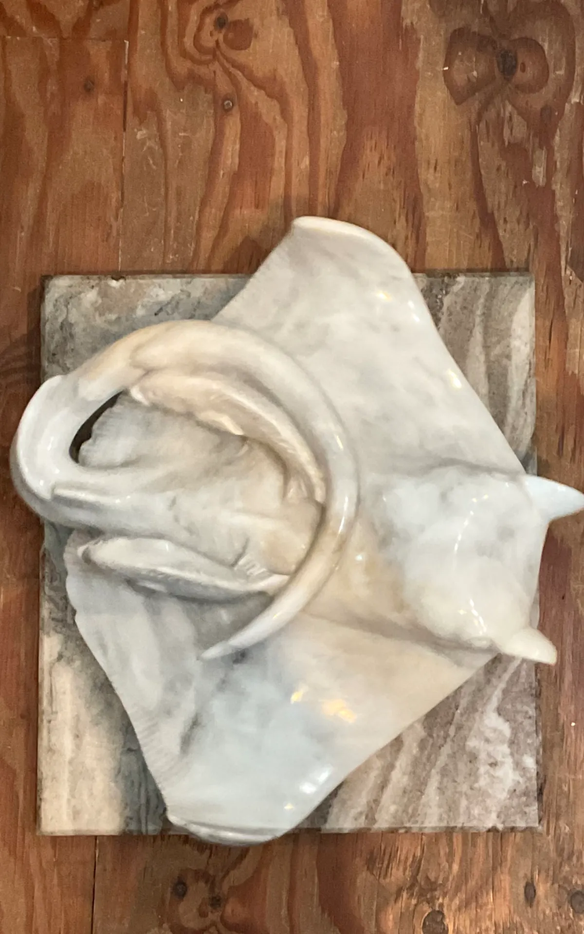 Vintage Carrera Marble Stingray Sculpture — additional photo 4