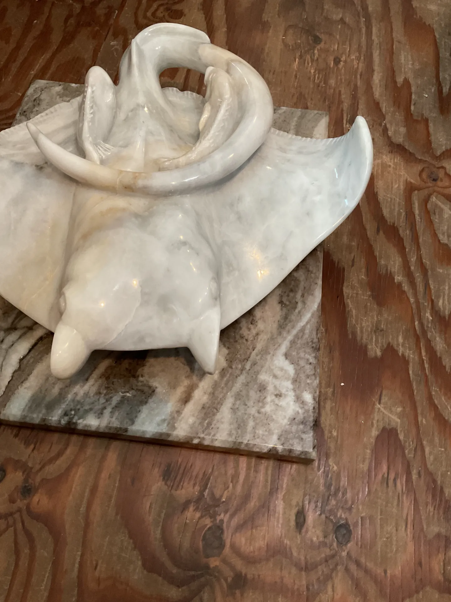 Vintage Carrera Marble Stingray Sculpture — additional photo 6