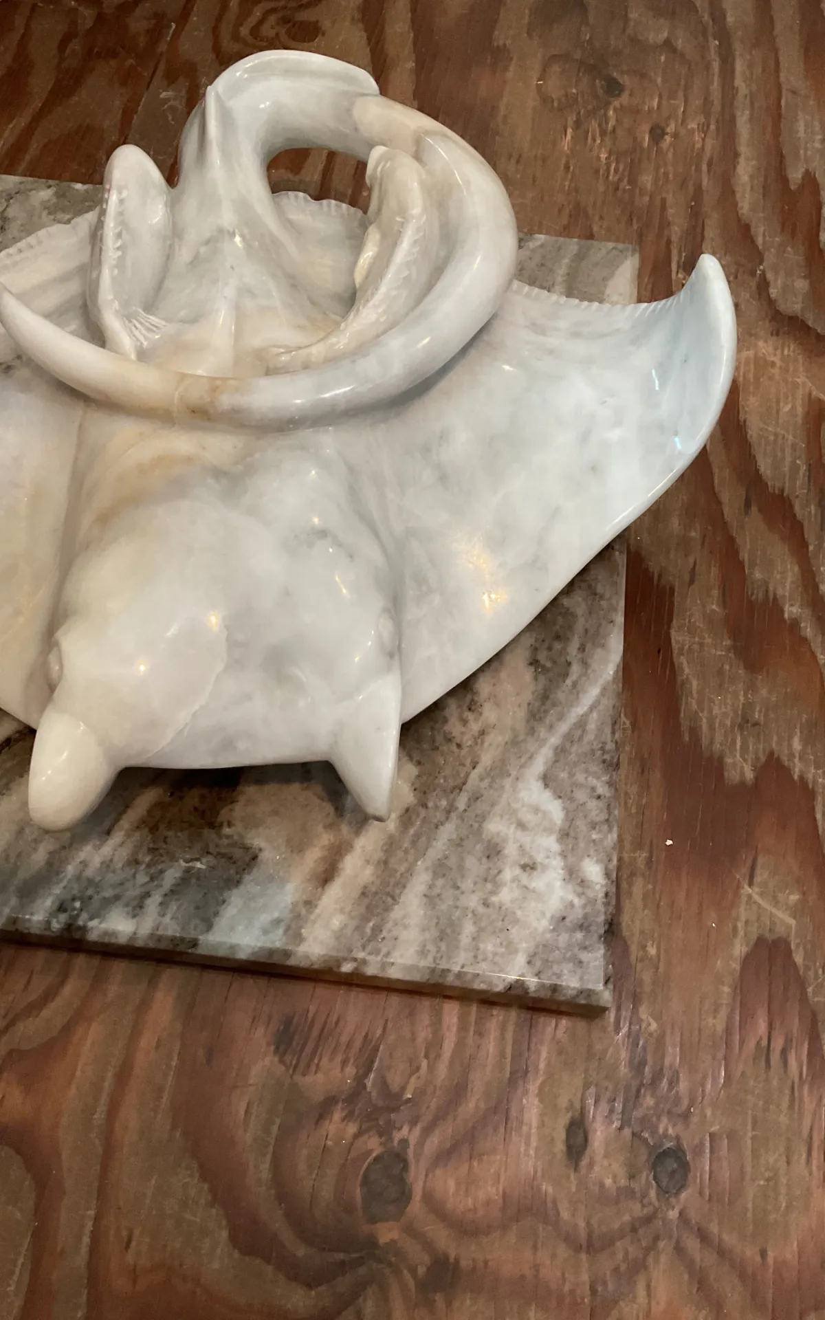 Vintage Carrera Marble Stingray Sculpture — additional photo 6