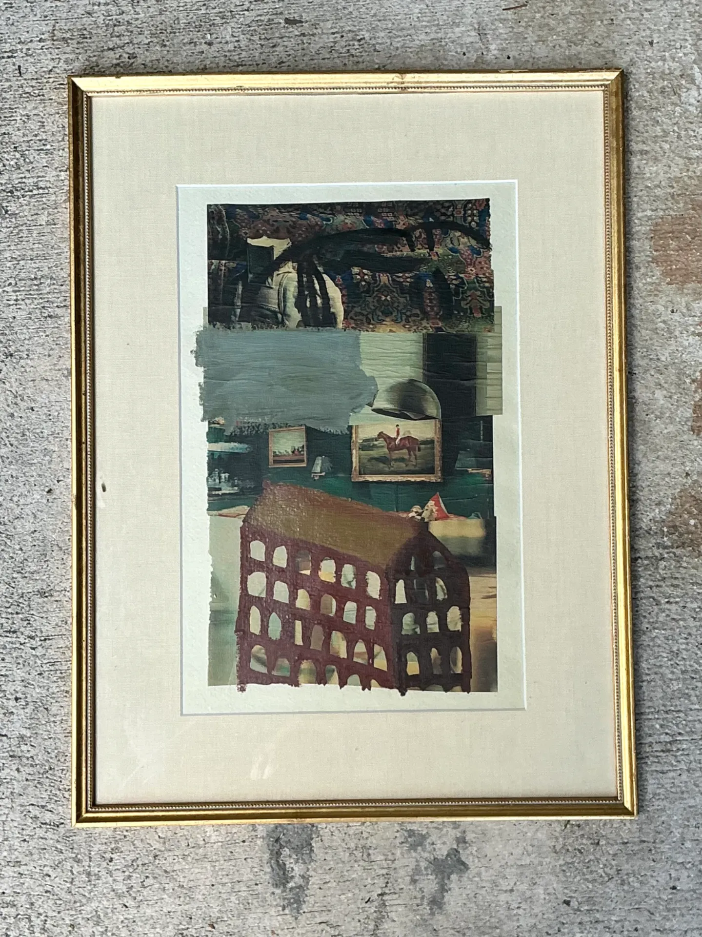 Vintage Framed Mixed Media Artwork on Paper — additional photo 5
