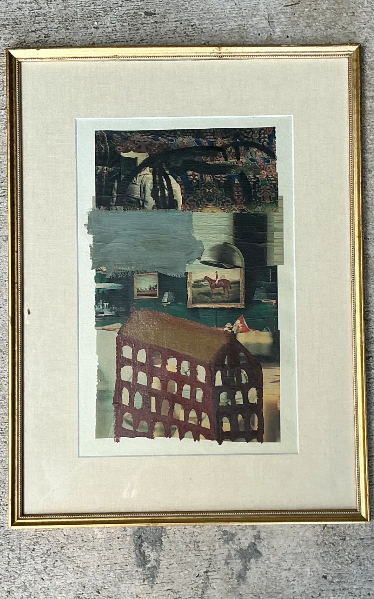 Vintage Framed Mixed Media Artwork on Paper — additional photo 5