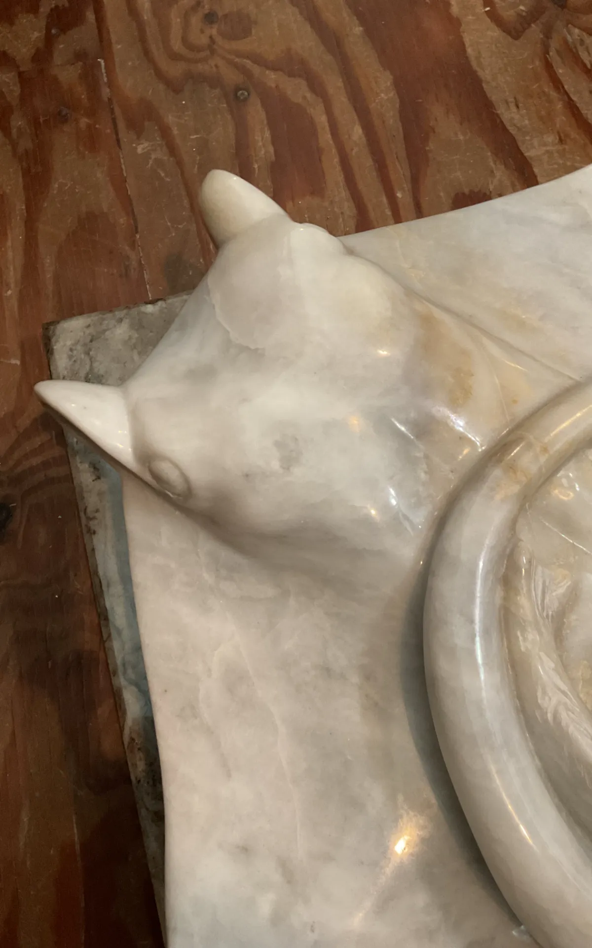 Vintage Carrera Marble Stingray Sculpture — additional photo 8